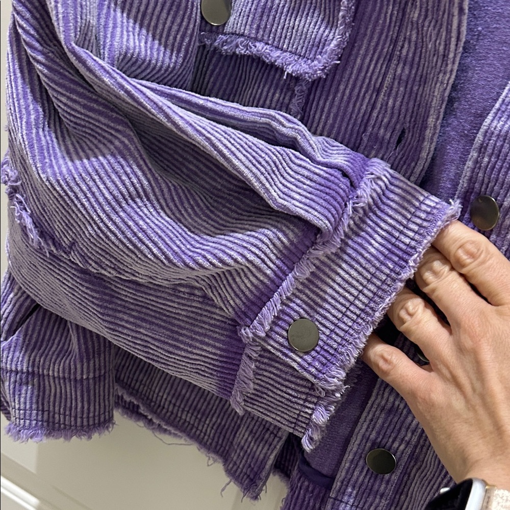 POL Lavender Corduroy Cropped distressed freyed hems Jacket small - Picture 6 of 10